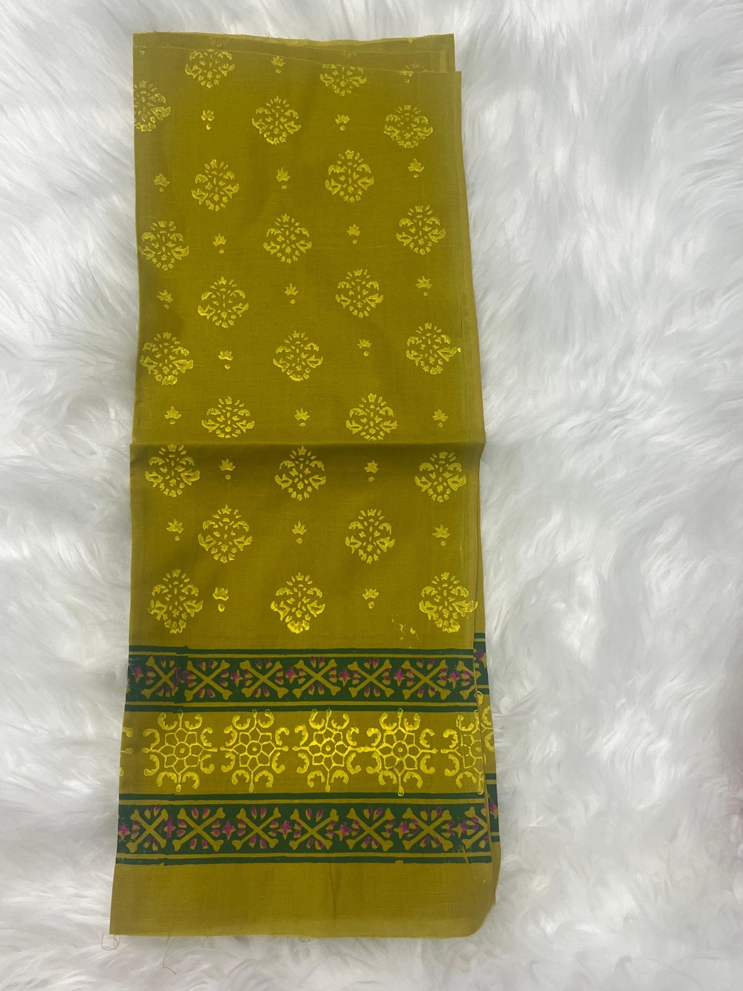 Olive Green Block Print 3 Piece