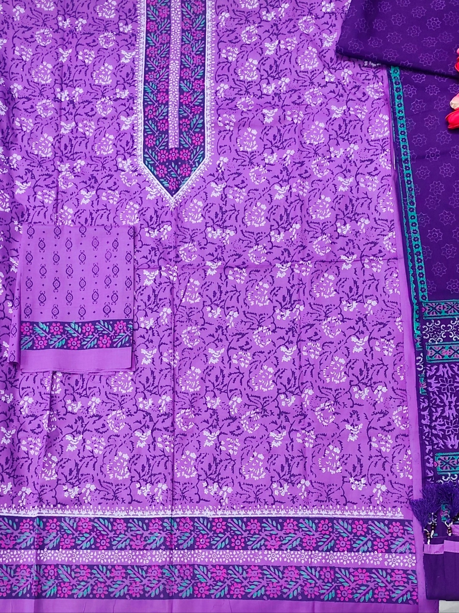Light Purple Block Print 3 Piece