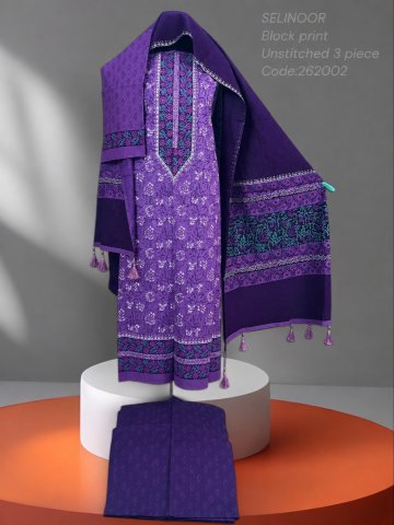 Light Purple Block Print 3 Piece