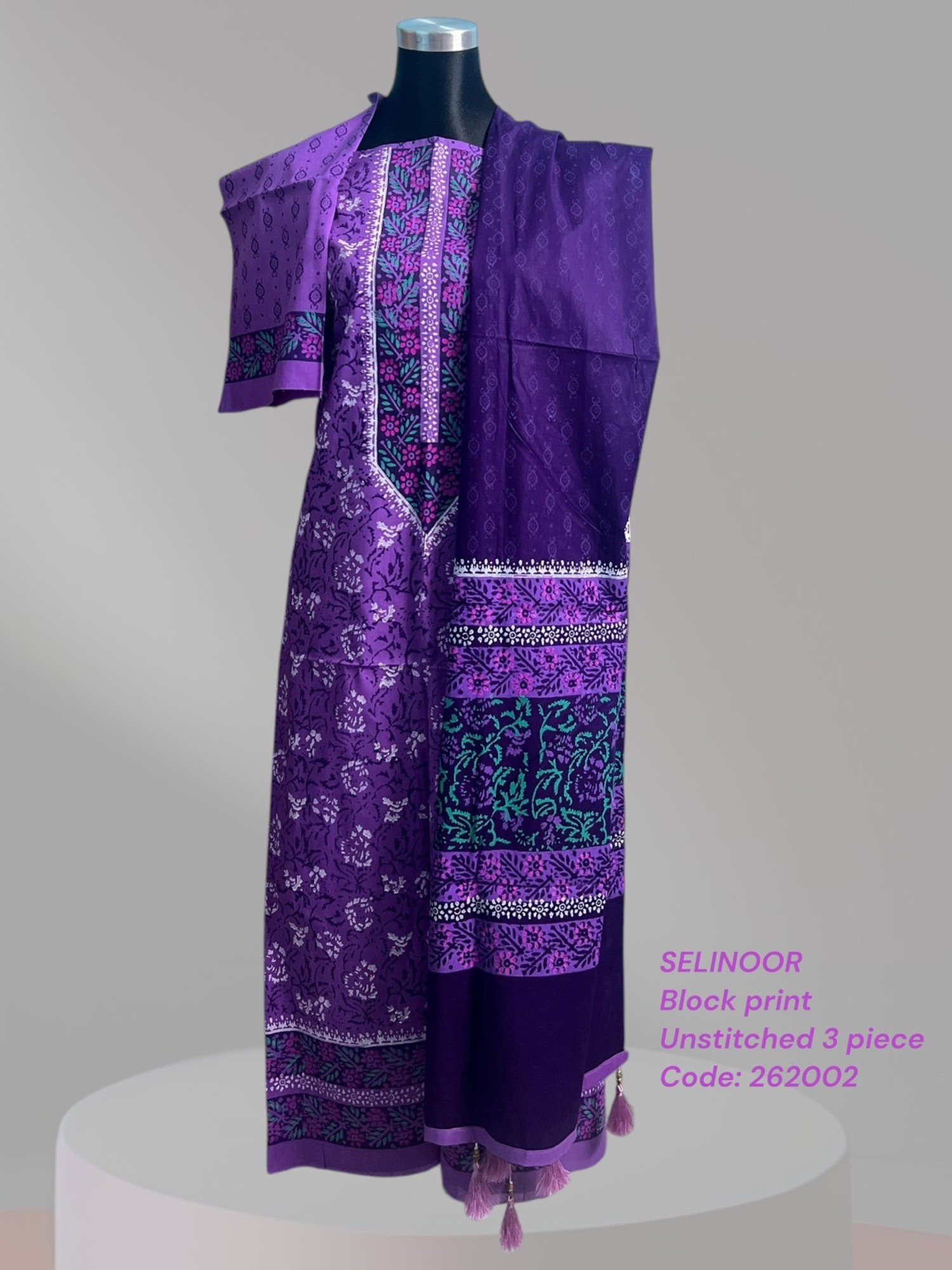 Light Purple Block Print 3 Piece