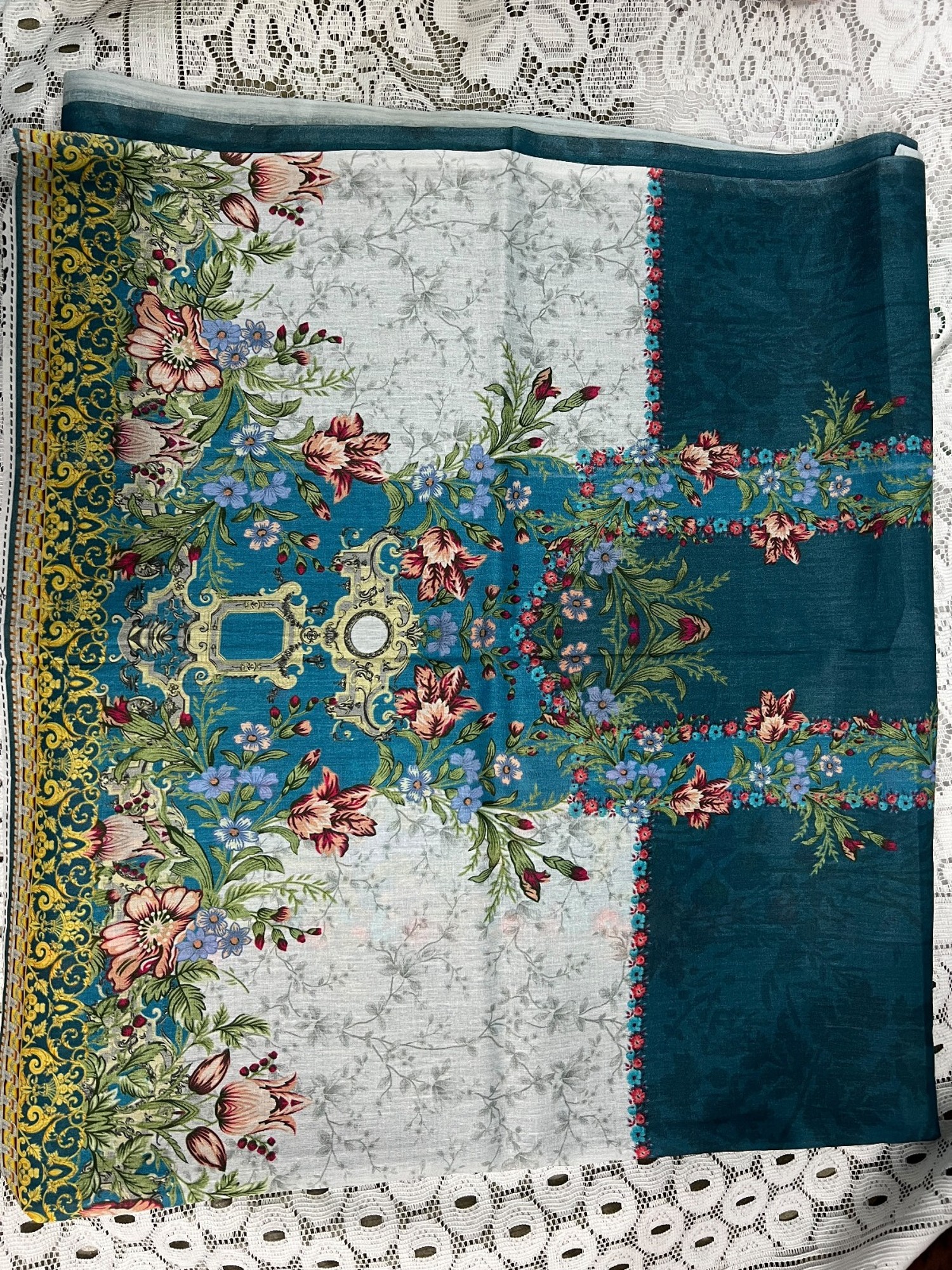 Dusty Teal Digital Swiss lawn Dress